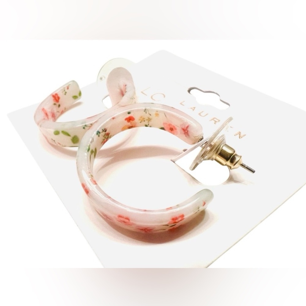 LC Lauren Conrad Floral Acrylic Hoop Earrings